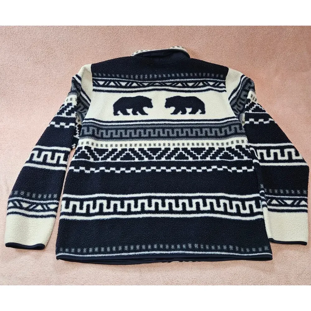 Old Navy Bear Fair Isle Print Quarter Zip Fleece Pullover Size XL